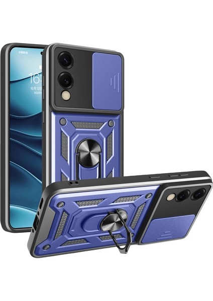 Samsung Galaxy S25 Edge Pars Lens Yüzüklü Silikon - Lacivert