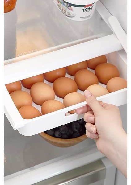 Eggo Pratik Geçmeli Mandallı Raf Yumurtalık 15'li Dolap Içi Yumurta Saklama Kutusu