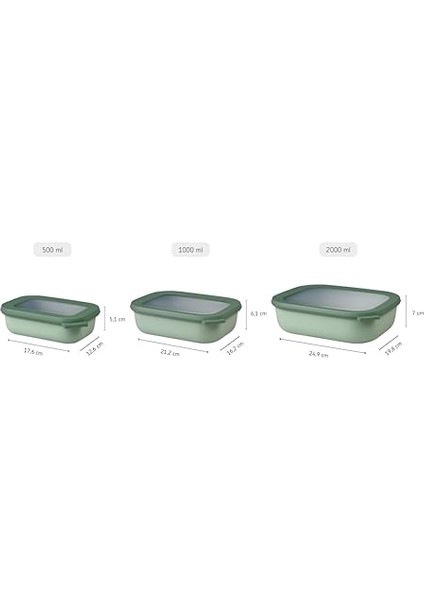 - Multi Bowl Cirqula Rectangular - Kapaklı Saklama Kabı - Buzdolabı Için Hava Geçirmez Saklama Kutusu ve Mikrodalga Fırın Kabı Olarak Uygundur - 500 ml - Nordic Sage modelleri
