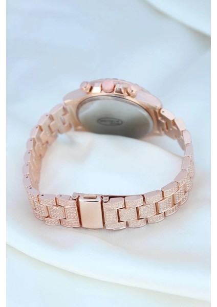Clariss Trend Rose Metal Kordonlu Zirkon Taş Kaplama Renkli Taşlı Kasa Tasarımlı Lüx Kadın Ko indirimleri