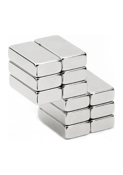 Buğz 20 Adet 20X10X5 mm Neodyum Magnet N35 Güçlü Mıknatıs Köşeli ve Dayanıklı Nikel Kaplama