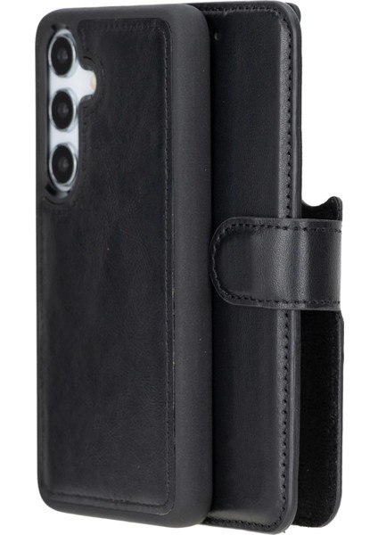 Samsung Galaxy S24 Uyumlu, Deri Cüzdanlı Kılıf, Parlak Siyah fiyatları