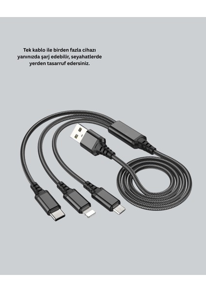 Çoklu USB Şarj Kablosu – 1,2m Hızlı Şarj, 3A Güçlü Akım indirimleri