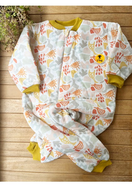 Hayvan Desenli 2.0 Tog Ara Dolgu Unisex Penye Çocuk Uyku Tulumu