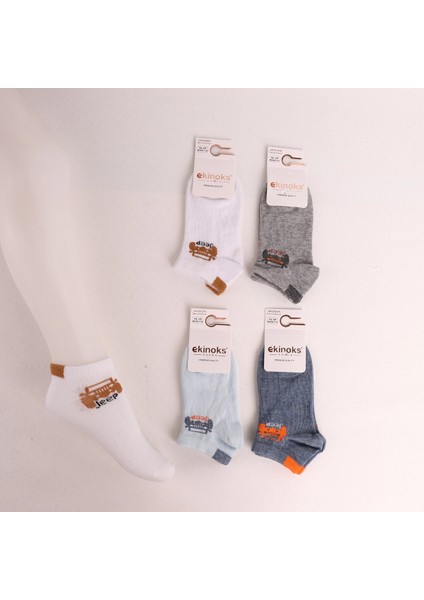 Erkek Çocuk Jeep Desen Patik Çorap (4 Adet)