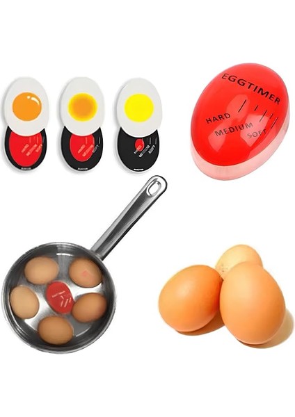 Dublör Yumurta Zamanlayıcı Egg Timer – Rafadan, Katı ve Akışkan Yumurta Için Isıya Duyarlı Haşlama Yardımcısı