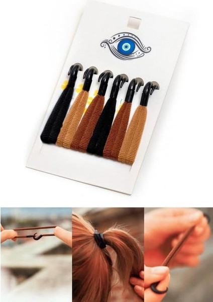 Kancalı Lastik Saç Tokası Seti, Kadın Toka, Toka Organizer, Toka, Kız Çocuk Toka, Kadife Toka 6'lı Set