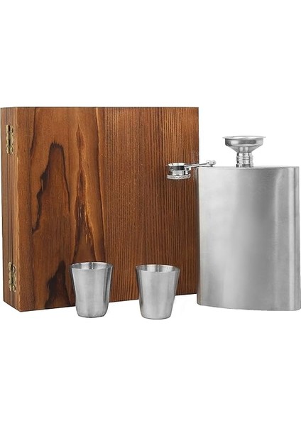 Kutulu Paslanmaz Çelik Cep Matarası Seti | 210 ml | Hediyelik Erkek Seti | Viski Matarası | Babalar Günü, Doğum Günü Için Şık Hediye indirimleri