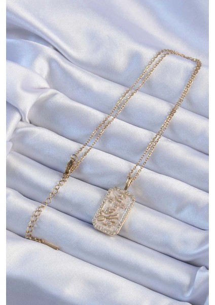 316L Çelik Zincir Altın Renk Zirkon Taşlı Çerçeveli Tarot Kolye fiyatları