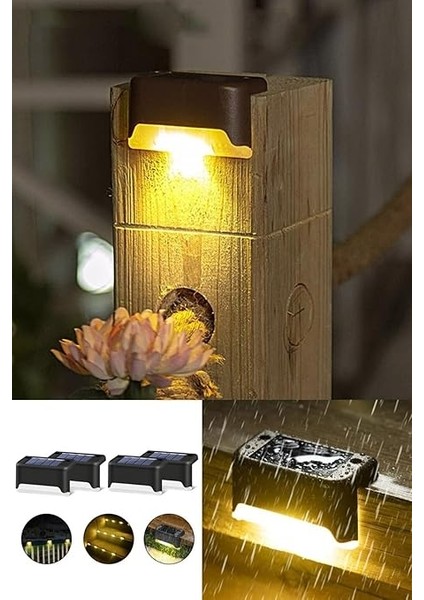 Solar Güneş Enerjili Köşebent Merdiven Veranda Bahçe LED Lamba 4lü Dekor Bahçe Aydınlatma 1430 fiyatları