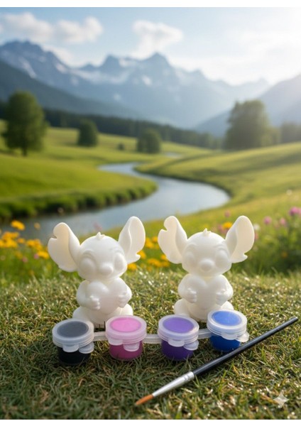 Sevgiliye Hediyelik Oyuncak Ikili Kalpli Biblo Boyama Seti / 4 Renk Boya + 1 Fırça / 3D fiyatları