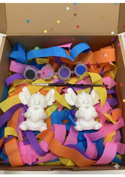 Sevgiliye Hediyelik Oyuncak Ikili Kalpli Biblo Boyama Seti / 4 Renk Boya + 1 Fırça / 3D modelleri