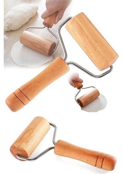 Saplı Rulo Hamur Açıcı Merdane Pürüzsüz Oklava Pizza Börek Açma Silindir