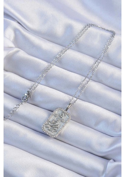 316L Çelik Zincir Gümüş Renk Zirkon Taşlı Çerçeveli Tarot Kolye fiyatları