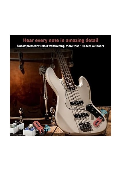 Kablosuz Gitar Temi Dijital Gitar Verici Alıcı Dahili Pil 100 Feet Iletim Menzili modelleri