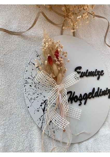 Kapı Süsü - Dış Kapı Süsü Evimize Hoşgeldiniz 2023-6 Beyaz 30 x 30 modelleri