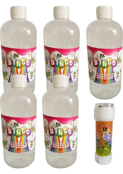 5 Adet Köpük Baloncuk Likiti Yedek Baloncuk Solüsyon 500 ml Tabanca Köpük + 1 Adet Mini Köpük Oyunu