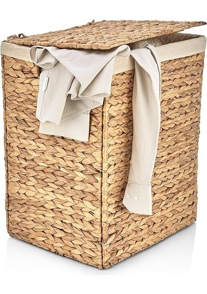 Yapımı Doğal Hasır Katlanabilir Kirli Çamaşır Sepeti, Modern Çamaşır Sepeti, Katlananır Yer Kaplamayan Rattan Kirli Çamaşır Sepeti (44X34CMYÜKSEKLIK 54CM) fiyatları