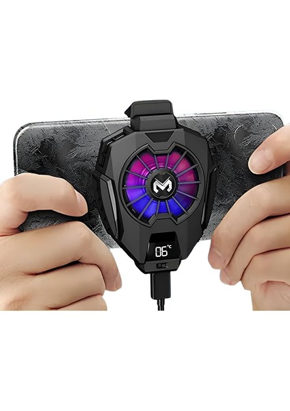 DL05 Telefon Soğutma Fanı Metal Yüzey Derece Göstergeli Oyun Hızlandırıcı Radyatör Soğutucu Fan fiyatları