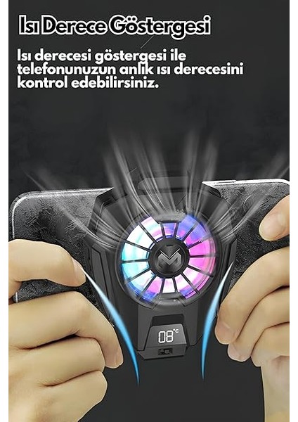 DL05 Telefon Soğutma Fanı Metal Yüzey Derece Göstergeli Oyun Hızlandırıcı Radyatör Soğutucu Fan indirimleri