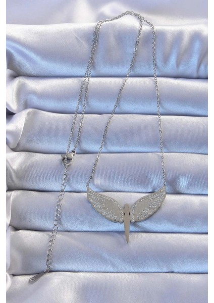 316L Çelik Gümüş Renk Zirkon Taşlı Mikail Kolye fiyatları