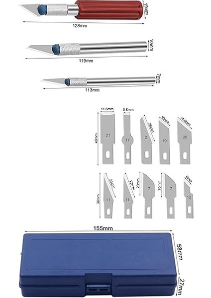Zanaat 16 Parça Hobi Gravür Ahşap Heykel Çömlek Oyma Şekil Verme 13 Maket Bıçak Neşter Seti modelleri