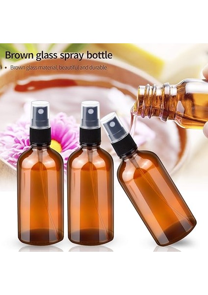 100ML Küçük Amber Cam Sprey Şişesi Boş Ince Sis Cam Şişeler Uçucu Yağlar Için Atomizer Sprey Şişesi, Koku Yağı Örneği, Aromaterapi, Kimyasal Sıvı - 5'li Paket modelleri