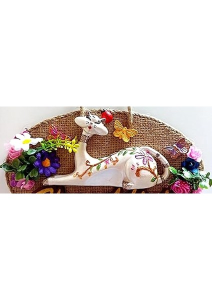 Kedi Figürlü El Yapımı Hoşgeldiniz Kapı Süsü - Asma Süsü - Ahşap - Ziyafetler modelleri