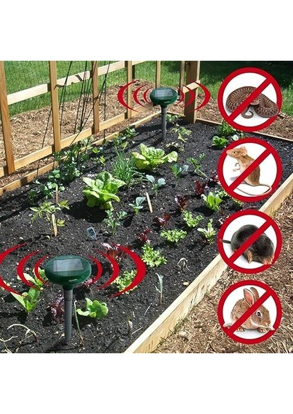 Mole Kovucu Ultrasonik Hayvan Koruma Paketi 2 Güneş Enerjili IP65 Fare Hayvanlarına Karşı Koruma Yılan Ultrasonik fırsatları