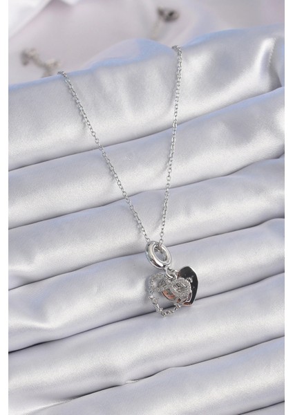 316L Çelik Gümüş Renk Zirkon Taşlı Sonsuzluk Kalp Figür Charm Model Kadın Kolye fiyatları