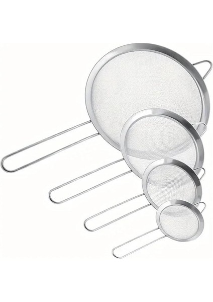 Paslanmaz Çelik Pratik 4'lü Çay Süzgeci Sebze Makarna Un Süzgeç