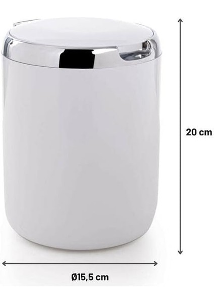Plastik Kapaklı Pasifik Çöp Kovası 3lt 15,5 x 20 cm Beyaz modelleri