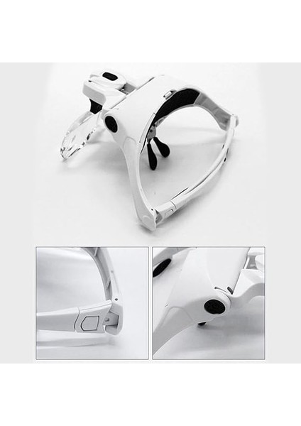 Baş Üstü Büyüteç Işıklı Büyüteç Kafa Bandı Gözlükler Okuma Için 5 Değiştirilebilir Lens Yakından Çalışma Mücevher Büyüteci Saat Tamiri (1.0x, 1.5x, 2.0x, 2.5x, Beyaz indirimleri