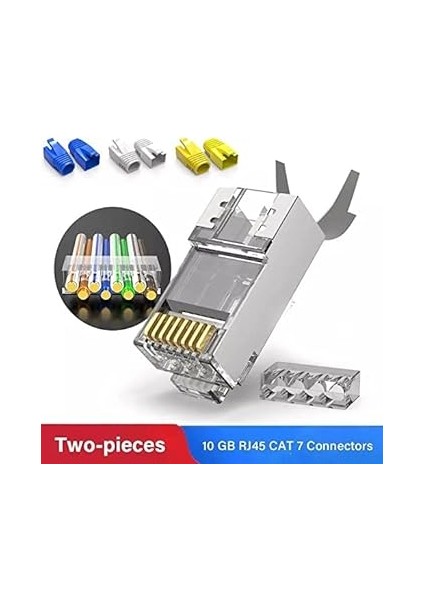 Plus Q-J710M Cat7 Metal Konnektör RJ45 Cat7 Jack + Ayraç 10LUK Paket fiyatları