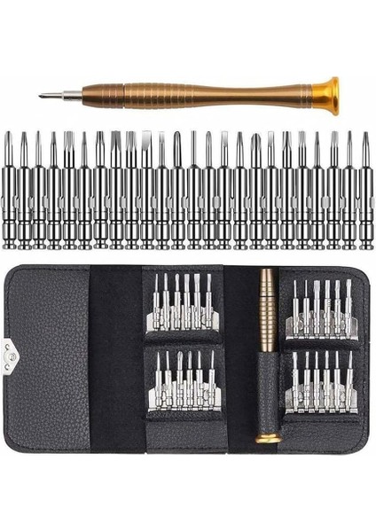Hassas Mekanik Tornavida Seti 25 Parça Cep Telefonu Gözlük Pc Laptop Tamir Seti Kılıflı