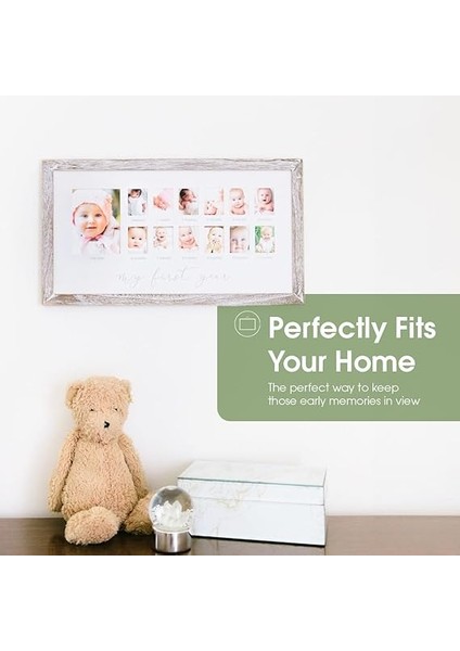 My First Year Fotoğraf Anları Bebek Hatıra Resim Çerçevesi, Bebeğin Ilk Yıl Fotoğraf Çerçevesi, Anneler Günü Aksesuarı, Cinsiyetsiz Bebek Kilometre Taşı Kreş Dekoru, Rustik fiyatları