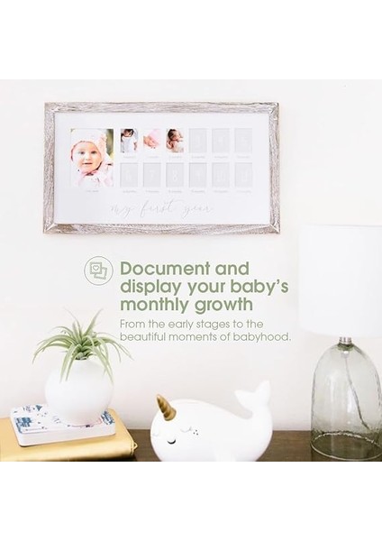 My First Year Fotoğraf Anları Bebek Hatıra Resim Çerçevesi, Bebeğin Ilk Yıl Fotoğraf Çerçevesi, Anneler Günü Aksesuarı, Cinsiyetsiz Bebek Kilometre Taşı Kreş Dekoru, Rustik modelleri