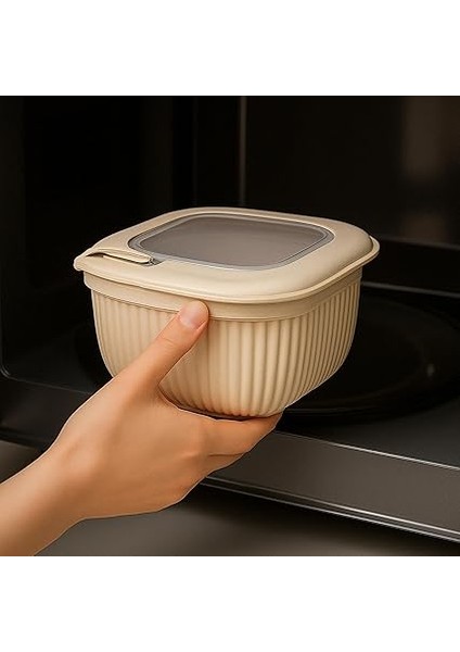 Renkli Kilitli Kapaklı Saklama Kabı Difrize Mikrodalga ve Buzdolabı Uyumlu Düzenleyici (Bej) modelleri