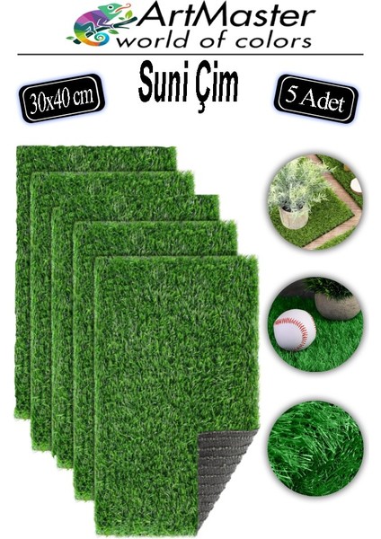 Yapay Çim 30X40 cm 5 Adet A3 Boyutunda Dekoratif Maket Çim Yapay Çim Halı Teraryum Suni Çim