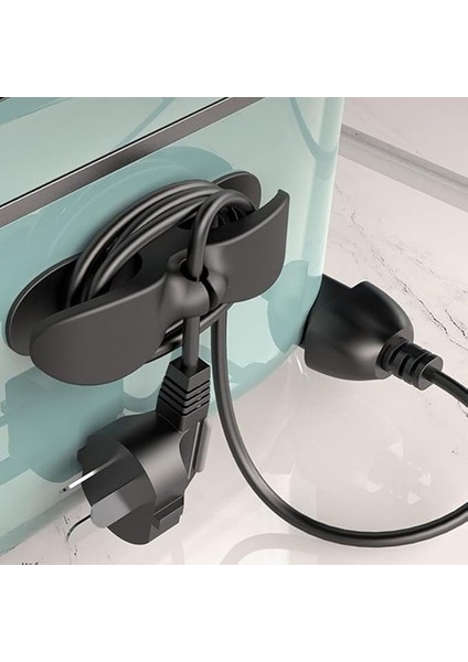 Yapışkanlı Kablo Düzenleyici Çok Amaçlı Organizer Kablo Sarma Aparatı Siyah 2 Adet