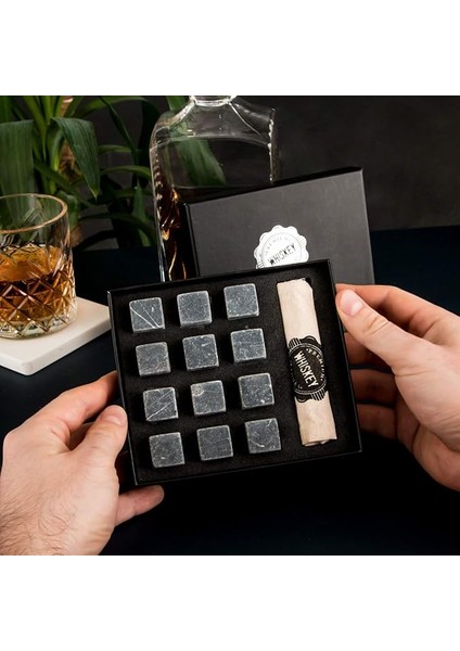 Viski Taşı | 12 Parça Viski Soğutucu (Koyu Gri)