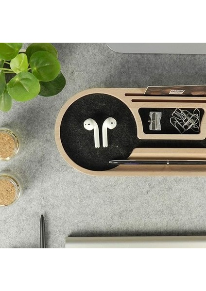 Wood Mini Round Masa Düzenleyici (Füme) fırsatları