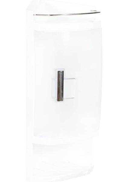 Banyo Köşe Rafı, 26 Cm, 3 Raf, Kapaklı Hazne, Şeffaf Naturel fırsatları