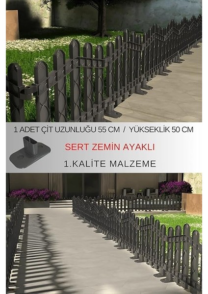 Plastik Alan Oluşturma ve Bahçe Çiti 1 Adet Çit (Y: 50 Cm/g: 55 Cm) Sert Zemin Ayaklı (Antrasit Gri) fiyatları
