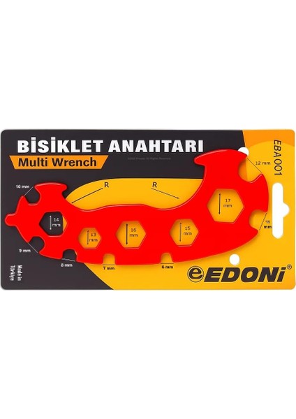 Bisiklet Anahtarı, Paslanmaz Çelik, 6‑17 mm Somun, Ekstra Dayanıklı, Çok Fonksiyonlu, Ekonomik, 12 Farklı Ölçü, Tamir Aleti