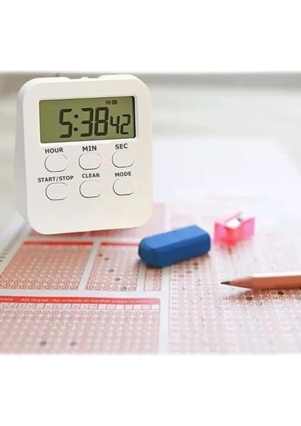 Alarmlı Dijital Öğrenci Sınav Masa Kronometresi 24 Geri Sayım Saat - 2 Alarm Kademeli (Haki) modelleri