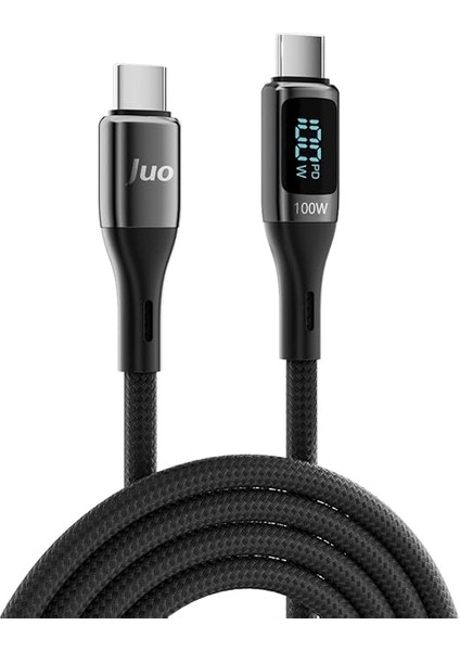 100W 5A Qc4.0 Dijital LED Ekranlı E-Mark Çipli USB Pd Type-C Hızlı Şarj ve Data Kablosu 2 Metre indirimleri