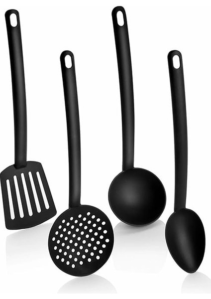 4 Parça Yanmaz Yapışmaz Teflon Kaplama Servis Seti Kepçe Kevgir Spatula Kaşık Plastik Servis Takımı fiyatları