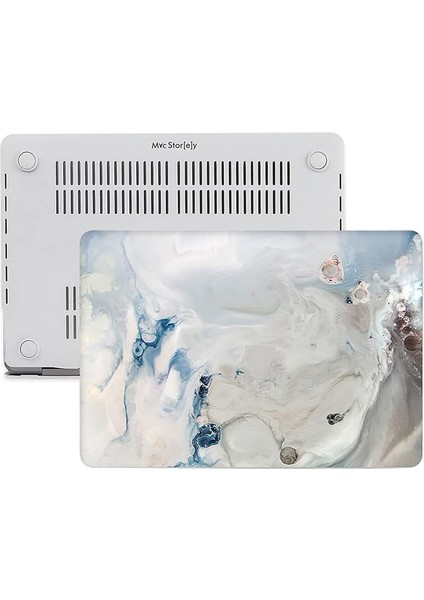 Macbook Air M1 Kılıf 13INÇ MARBLE10NL (Touchıd'li M1 Air) A2337 A2179 A1932 ile Uyumlu R-39