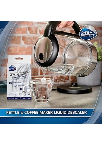 + Protect Kahve Makinesi ve Su Isıtıcıları Temizleyici, Kireç Çözücü, Üniversal, Kireci Çözer ve Kahve ve Çay Kalıntılarını Giderir, 6 Aylık Tedarik Için 6 Poşet fırsatları